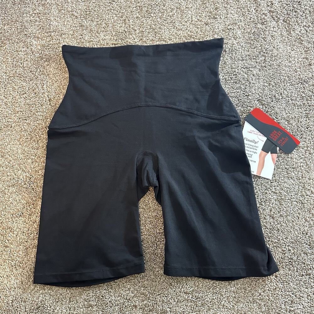 New SPANX Slim X Black High-Waisted Shaping Shorts, size Medium M NWT
